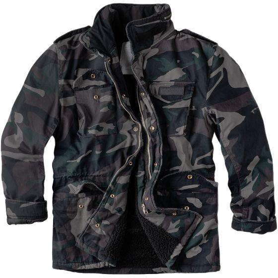 Surplus Paratrooper Winterjas - Black Camo Washed