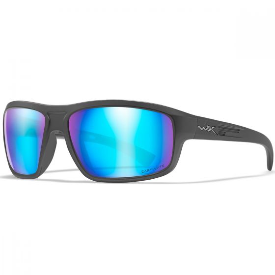 Wiley X WX Contend Glasses - Captivate Polarized Blue Mirror Lens / Matte Graphite Frame