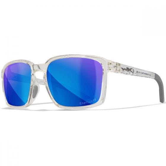 Wiley X WX Alfa Standaard brillen - Captivate Polarized Blue Mirror Lenses / Gloss Clear Crystal Frame