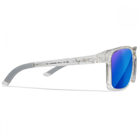 Wiley X WX Alfa Standaard brillen - Captivate Polarized Blue Mirror Lenses / Gloss Clear Crystal Frame