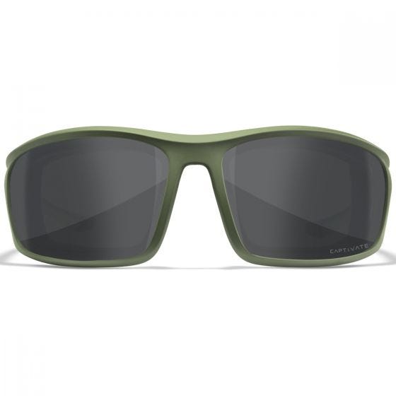 Wiley X WX Grid Standaard brillen - Captivate Polarized Grey Mirror Lenses / Matte Utility Green Frame