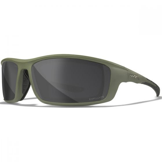 Wiley X WX Grid Standaard brillen - Captivate Polarized Grey Mirror Lenses / Matte Utility Green Frame