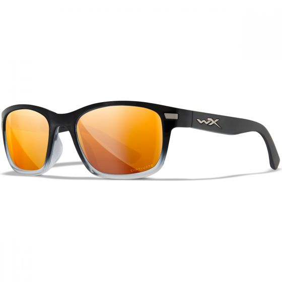 Wiley X WX Helix Standaard brillen - Captivate Polarized Bronze Mirror Lenses / Gloss Black Fade to Clear Crystal