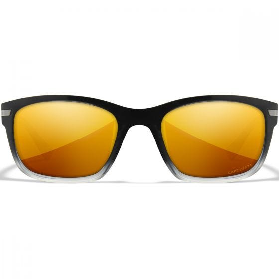 Wiley X WX Helix Standaard brillen - Captivate Polarized Bronze Mirror Lenses / Gloss Black Fade to Clear Crystal