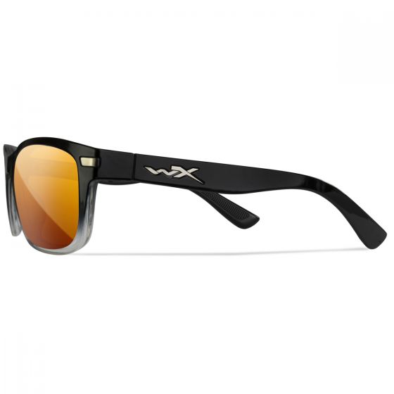 Wiley X WX Helix Standaard brillen - Captivate Polarized Bronze Mirror Lenses / Gloss Black Fade to Clear Crystal