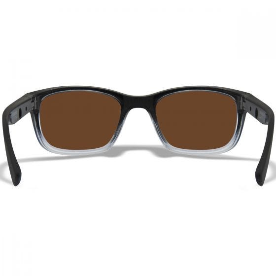 Wiley X WX Helix Standaard brillen - Captivate Polarized Bronze Mirror Lenses / Gloss Black Fade to Clear Crystal