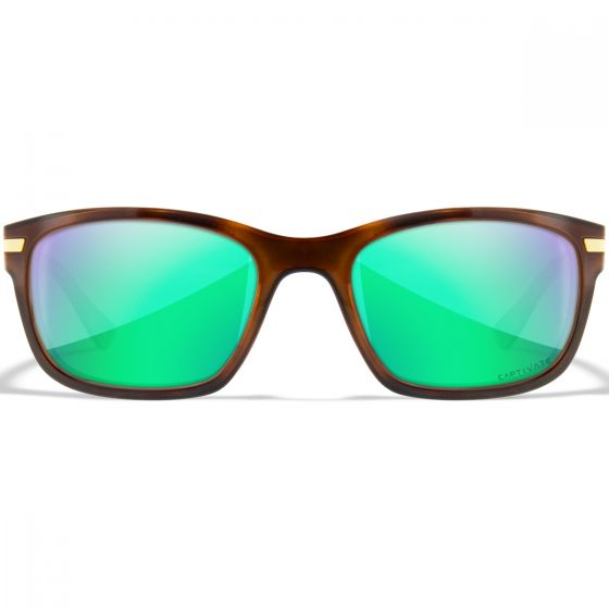 Wiley X WX Helix Standaard brillen - Captivate Polarized Green Mirror Lenses / Gloss Demi Brown Frame