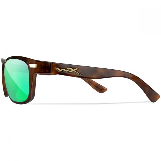 Wiley X WX Helix Standaard brillen - Captivate Polarized Green Mirror Lenses / Gloss Demi Brown Frame