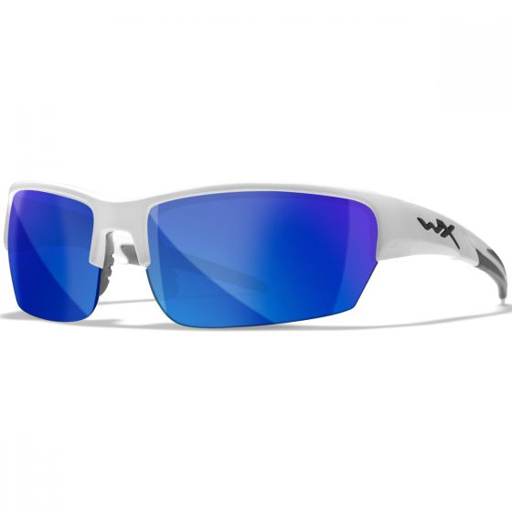 Wiley X WX Saint Standaard brillen - Polarized Blue Mirror Lens / Gloss White Frame