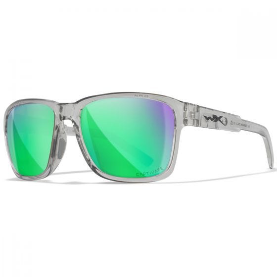 Wiley X WX Trek Standaard brillen - Captivate Polarized Green Mirror Lenses / Gloss Crystal Light Grey Frame