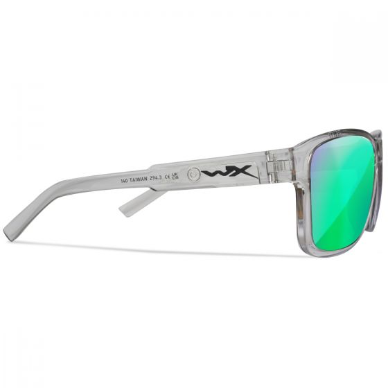 Wiley X WX Trek Standaard brillen - Captivate Polarized Green Mirror Lenses / Gloss Crystal Light Grey Frame