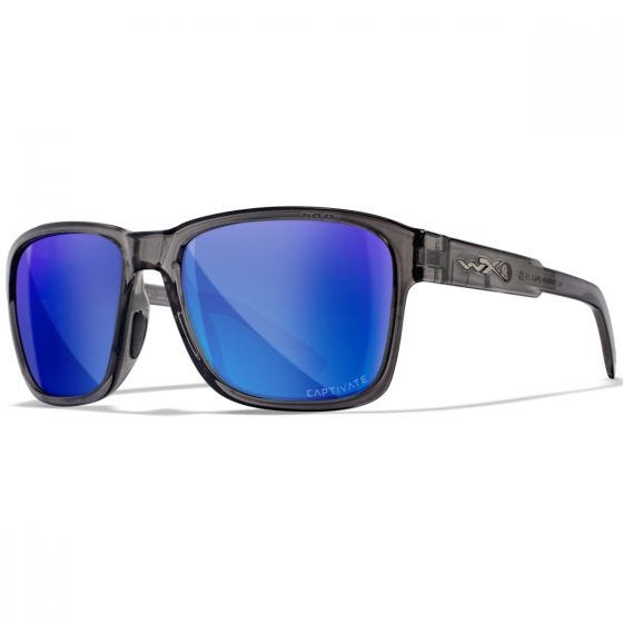 Wiley X WX Trek Standaard brillen - Captivate Polarized Blue Mirror Lenses / Gloss Crystal Dark Grey Frame