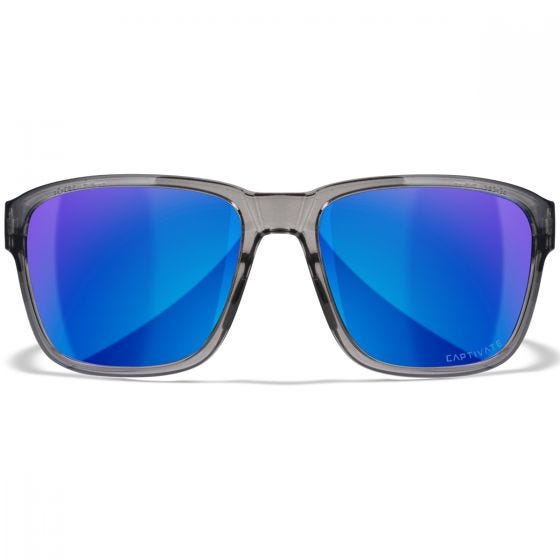 Wiley X WX Trek Standaard brillen - Captivate Polarized Blue Mirror Lenses / Gloss Crystal Dark Grey Frame