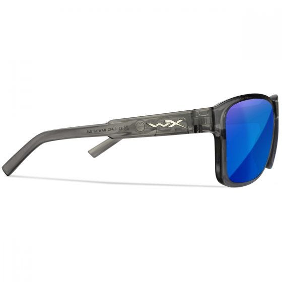 Wiley X WX Trek Standaard brillen - Captivate Polarized Blue Mirror Lenses / Gloss Crystal Dark Grey Frame