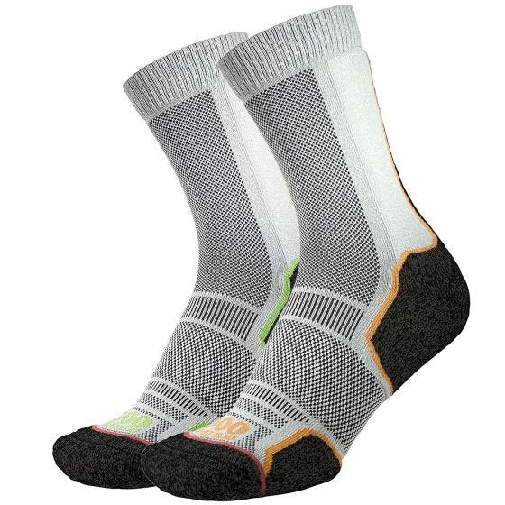 1000 Mile Trek Repreve Single Layer Sokken 2 stuks - Zwart/Oranje + Zwart/Groen