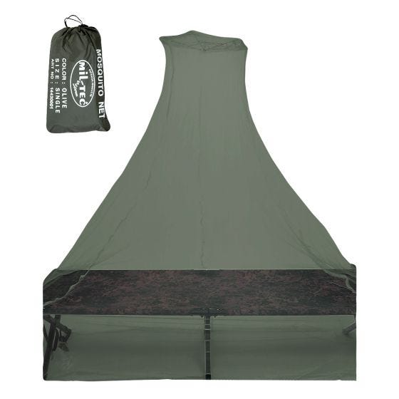 Mil-Tec Dubbel muskietennet met tas - Olijf