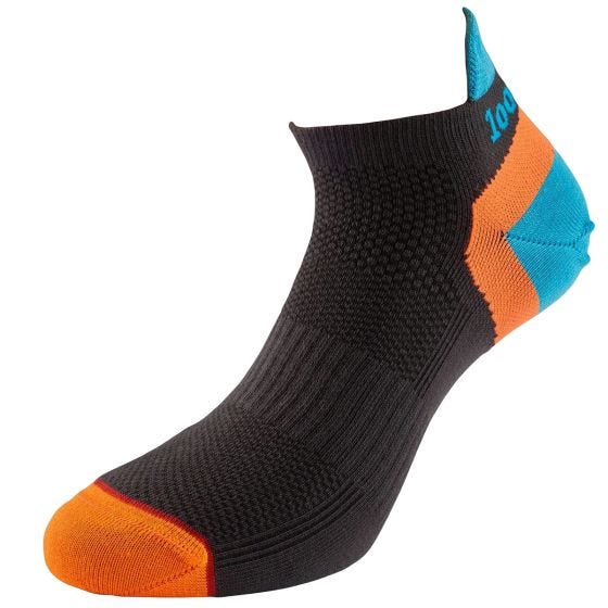 1000 Mile Trainer Liner Sok - Houtskool / Turquoise / Oranje
