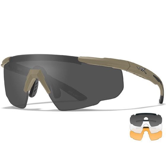 Wiley X Saber Advanced Standaard brillen - Smoke Grey + Helder + Light Rust Glazen / Matte Tan Montuur