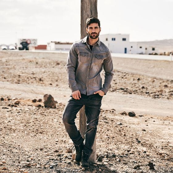 Brandit Riley Denim Overhemd Grey Denim
