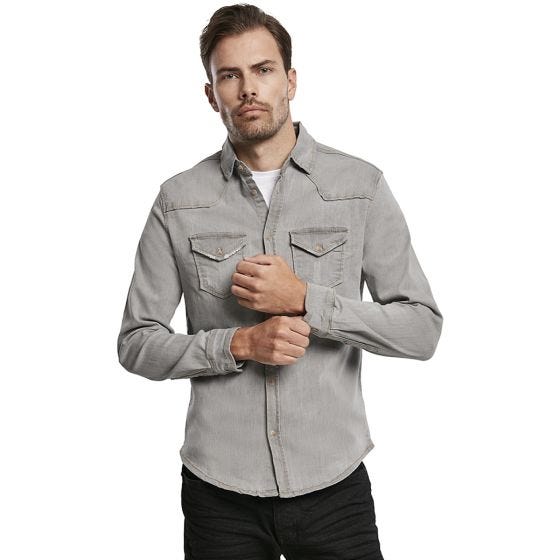 Brandit Riley Denim Overhemd Grey Denim