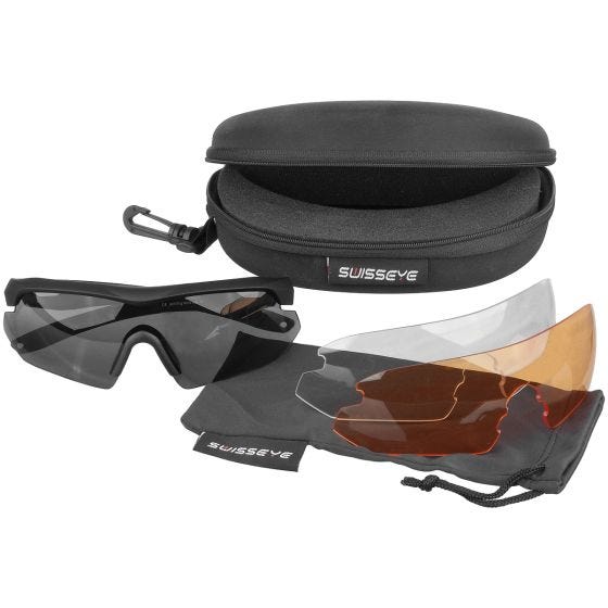 Swiss Eye Nighthawk Zonnebril - Smoke + Oranje + Helder Glazen / Black Rubber Montuur