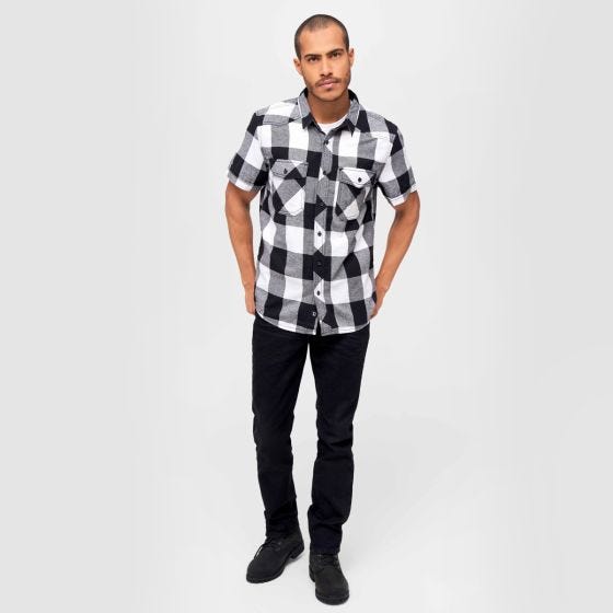Brandit Half Sleeve Check Overhemd met korte mouwen - Wit/Zwart