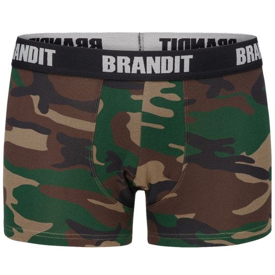 Brandit Logo Boxershorts Verpakking met Twee Stuks - Woodland/Zwart