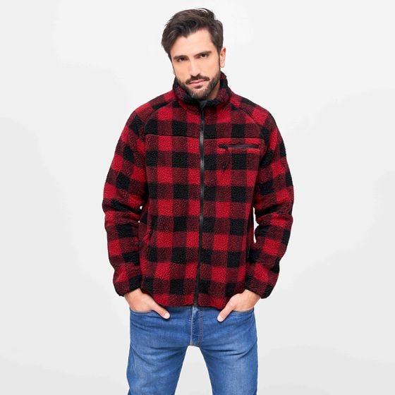 Brandit Teddyfleece Jack - Rood/Zwart