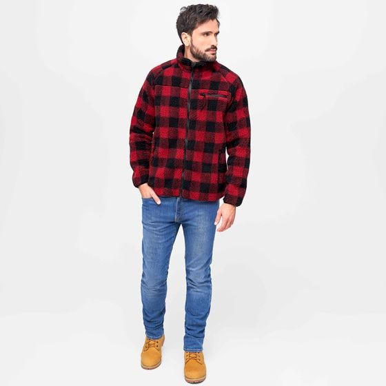 Brandit Teddyfleece Jack - Rood/Zwart