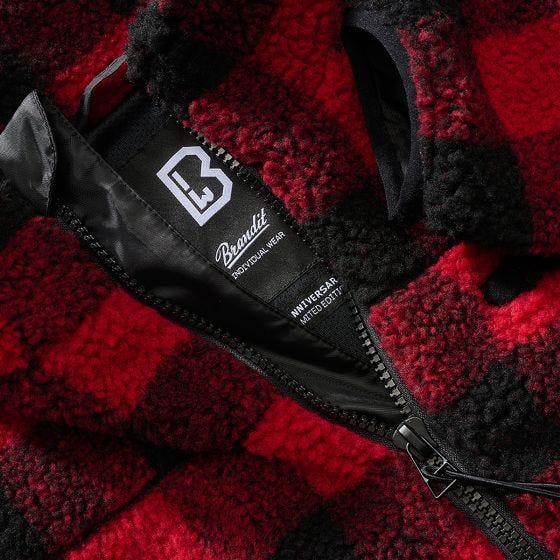 Brandit Teddyfleece Jack - Rood/Zwart