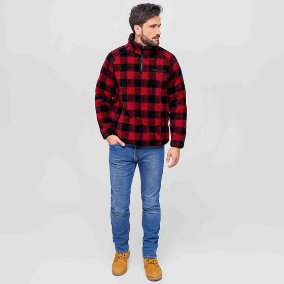 Brandit Teddyfleece Troyer Jack - Rood/Zwart