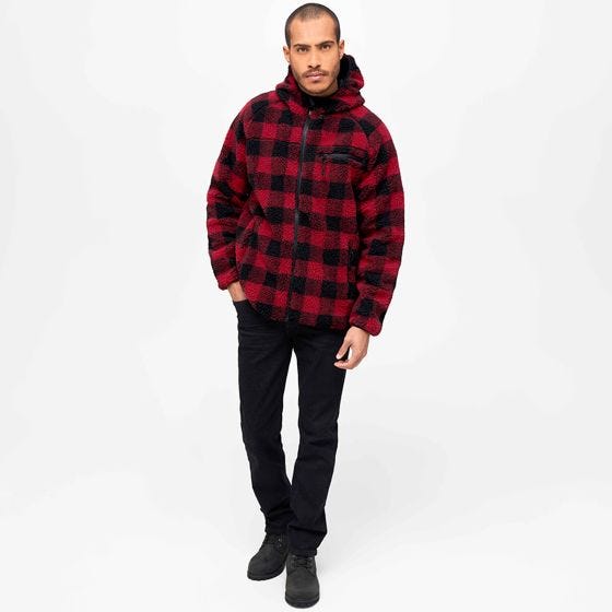 Brandit Teddyfleece Worker Jack - Rood/Zwart