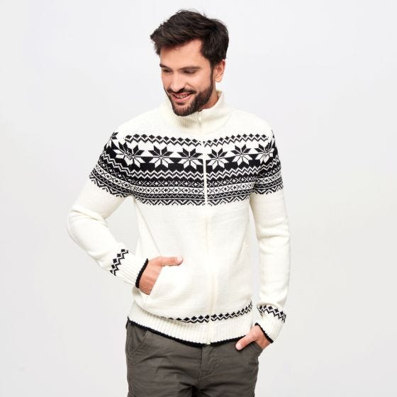 Brandit Cardigan Norweger Trui - Wit