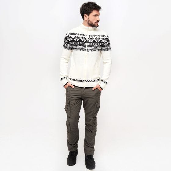 Brandit Cardigan Norweger Trui - Wit