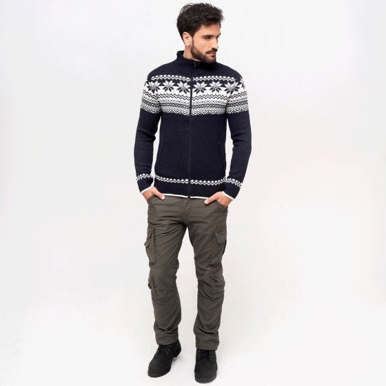 Brandit Cardigan Norweger Trui - Navy