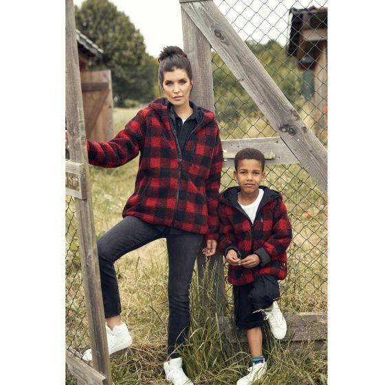 Brandit Dames Teddyfleece Jack - Zwart Rood