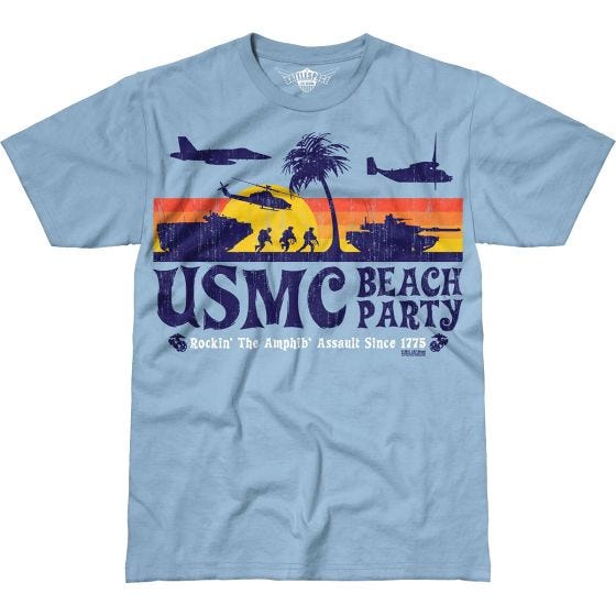 7.62 Design USMC Beach Party Battlespace T-Shirt Sky Blue