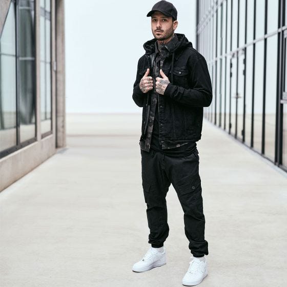 Brandit Sweat Cradock Denim Jack - Zwart/Zwart