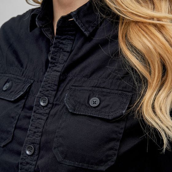 Brandit Dames Vintage Overhemd met lange mouwen - Zwart