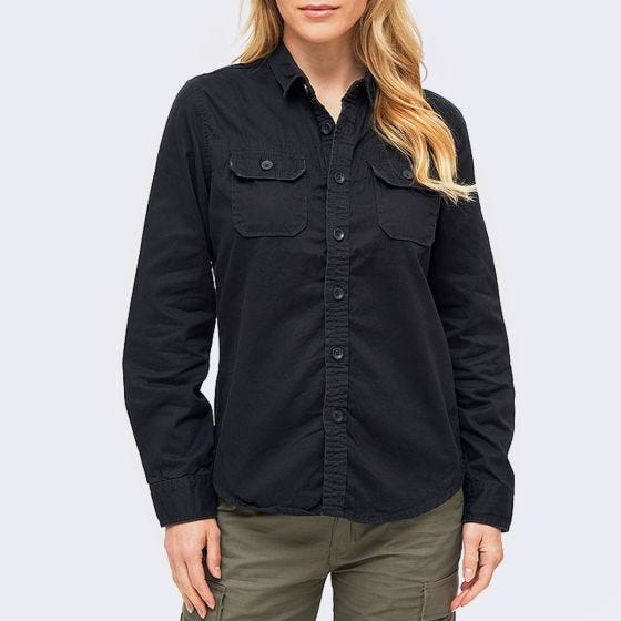 Brandit Dames Vintage Overhemd met lange mouwen - Zwart