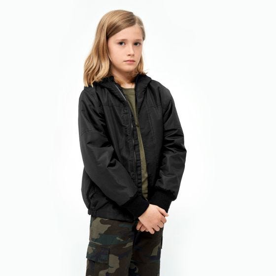Brandit Kinderen Windbreaker Front Zip Jack - Zwart
