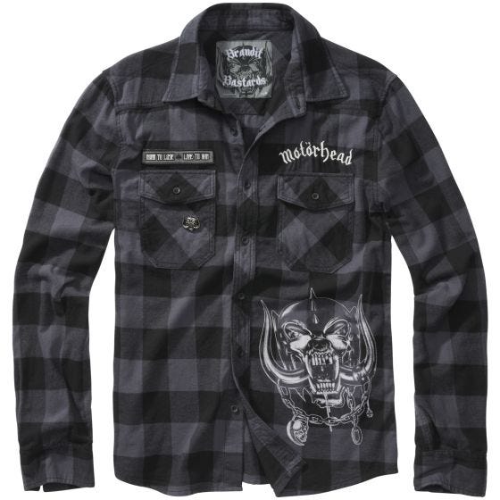Brandit Motörhead Geruit overhemd - Zwart/Grijs