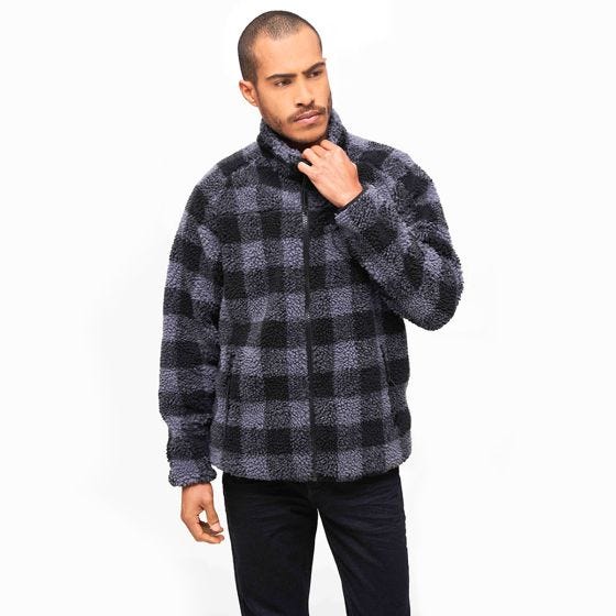 Brandit Teddyfleece Jack - Zwart/Grijs