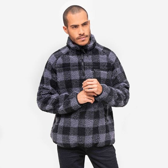 Brandit Teddyfleece Troyer Jack - Zwart/Grijs