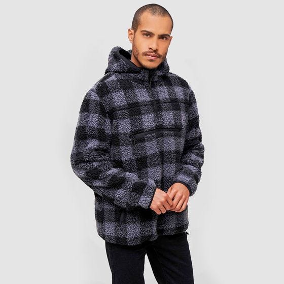 Brandit Teddyfleece Worker Trui - Zwart/Grijs