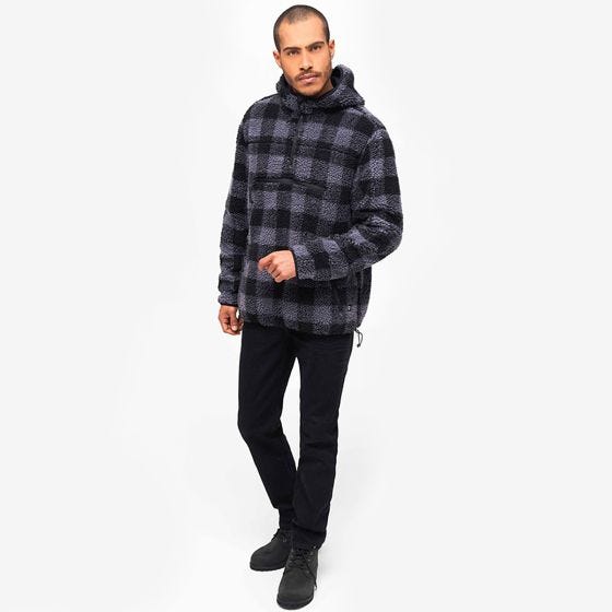 Brandit Teddyfleece Worker Trui - Zwart/Grijs