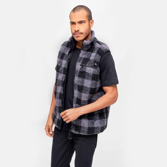 Brandit Teddyfleece Worker Vest - Zwart/Grijs