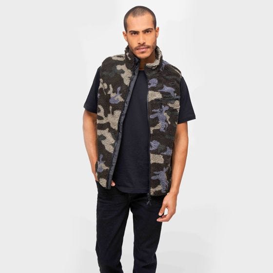 Brandit Teddyfleece Worker Vest - Dark Camo