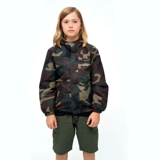 Brandit Kinderen Summer Windbreaker Front Zip Jack - Woodland