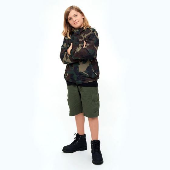 Brandit Kinderen Summer Windbreaker Front Zip Jack - Woodland
